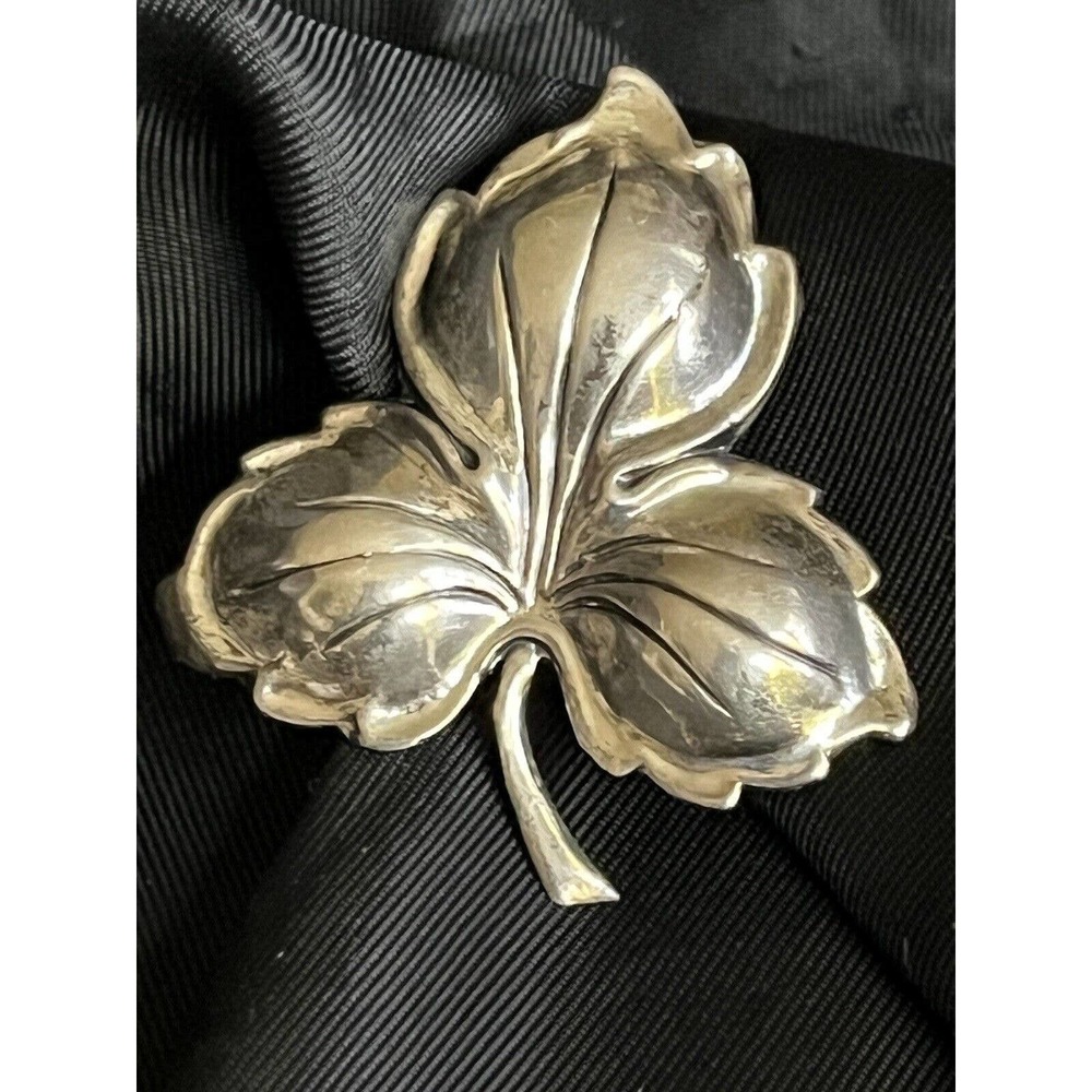 Vintage Sterling Leaf Brooch Pin By Jewelart 925 Sterling Silver Textured Brooch